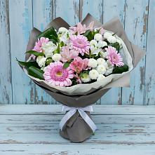 Букет цветов из:  Герберы, Альстромерии и Хризантемы в Краснозёрском