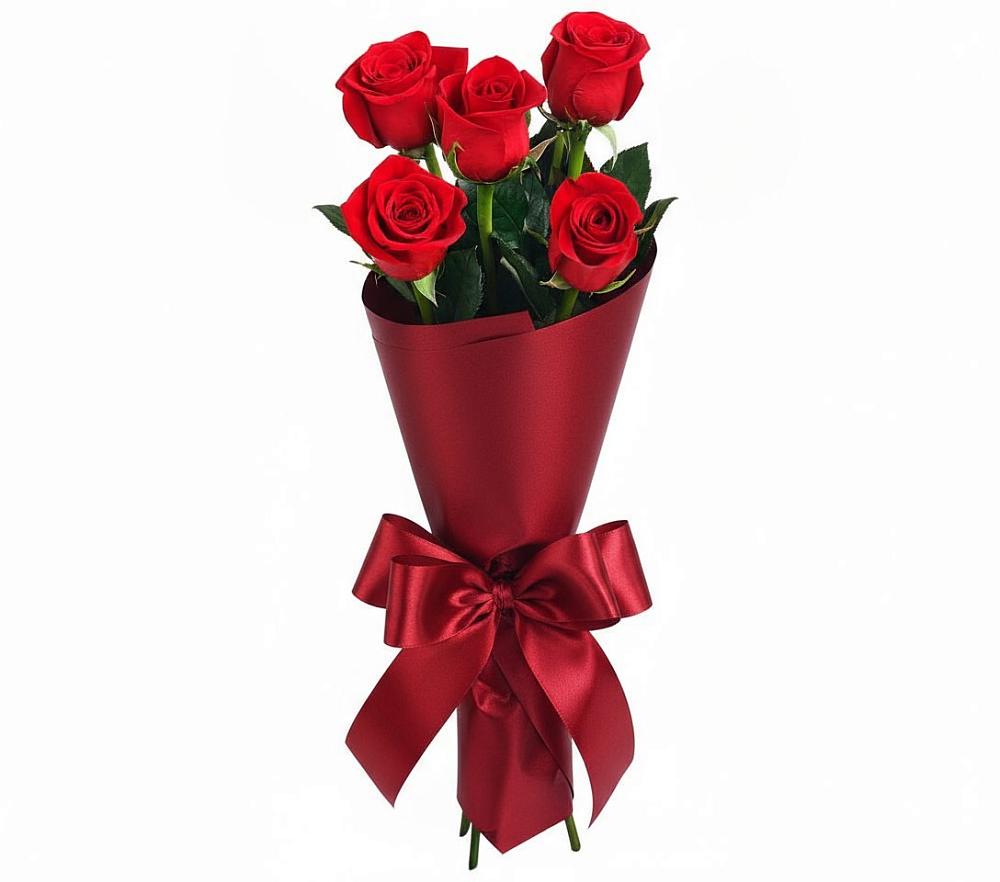 Букет 5 Красных роз Эдлесс Лав в Краснозёрском
