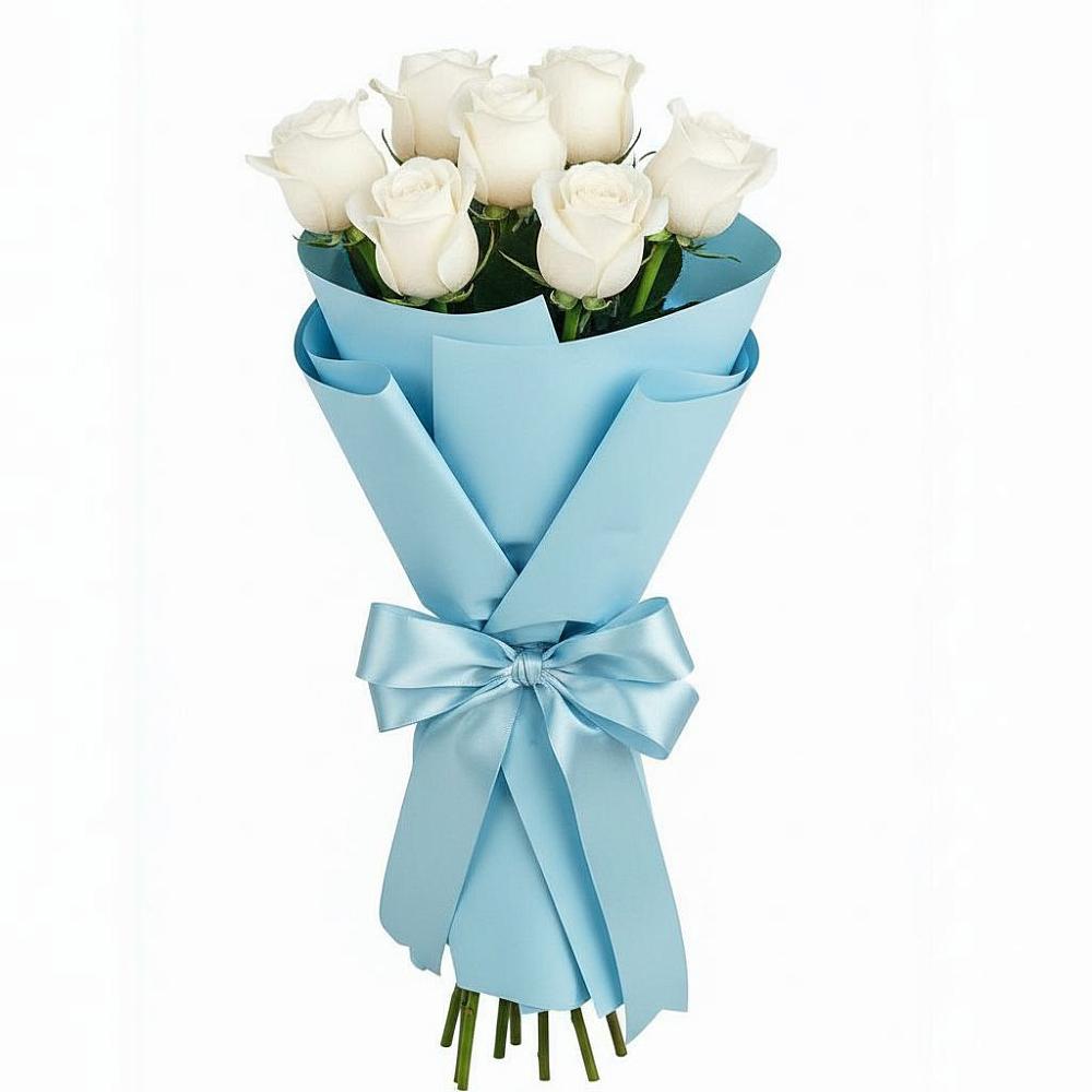 Букет 7 белых роз Проуд в Краснозёрском