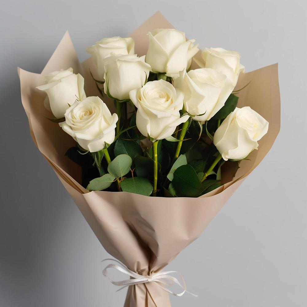 Букет 9 Белых роз Эдлесс Лав в Краснозёрском