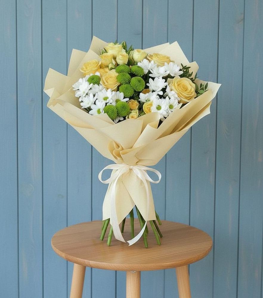 Букет цветов из: Хризантемы и Розы в Краснозёрском