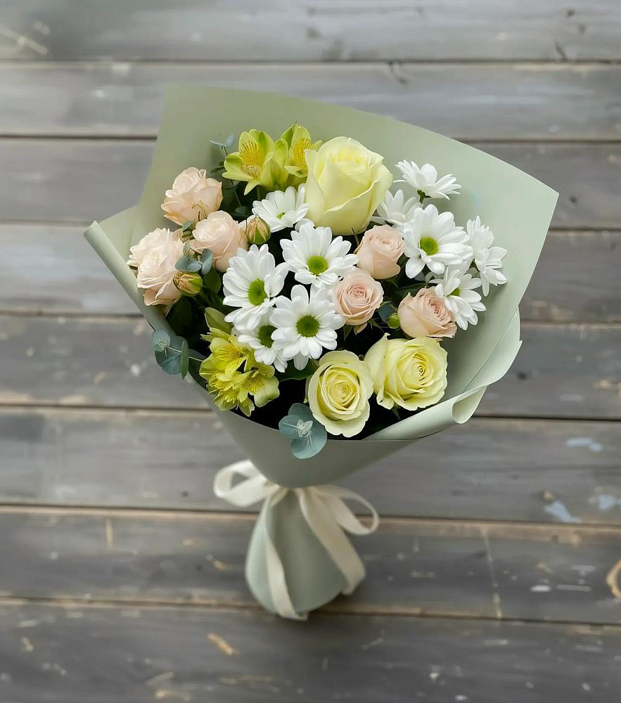 Букет цветов из: Альстромерии, Розы и Хризантемы в Краснозёрском