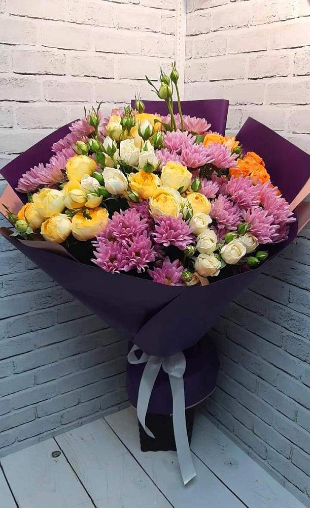 Букет цветов из: Хризантемы и Розы в Краснозёрском
