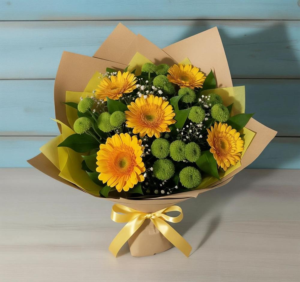 Букет цветов из: Герберы и Хризантемы в Краснозёрском