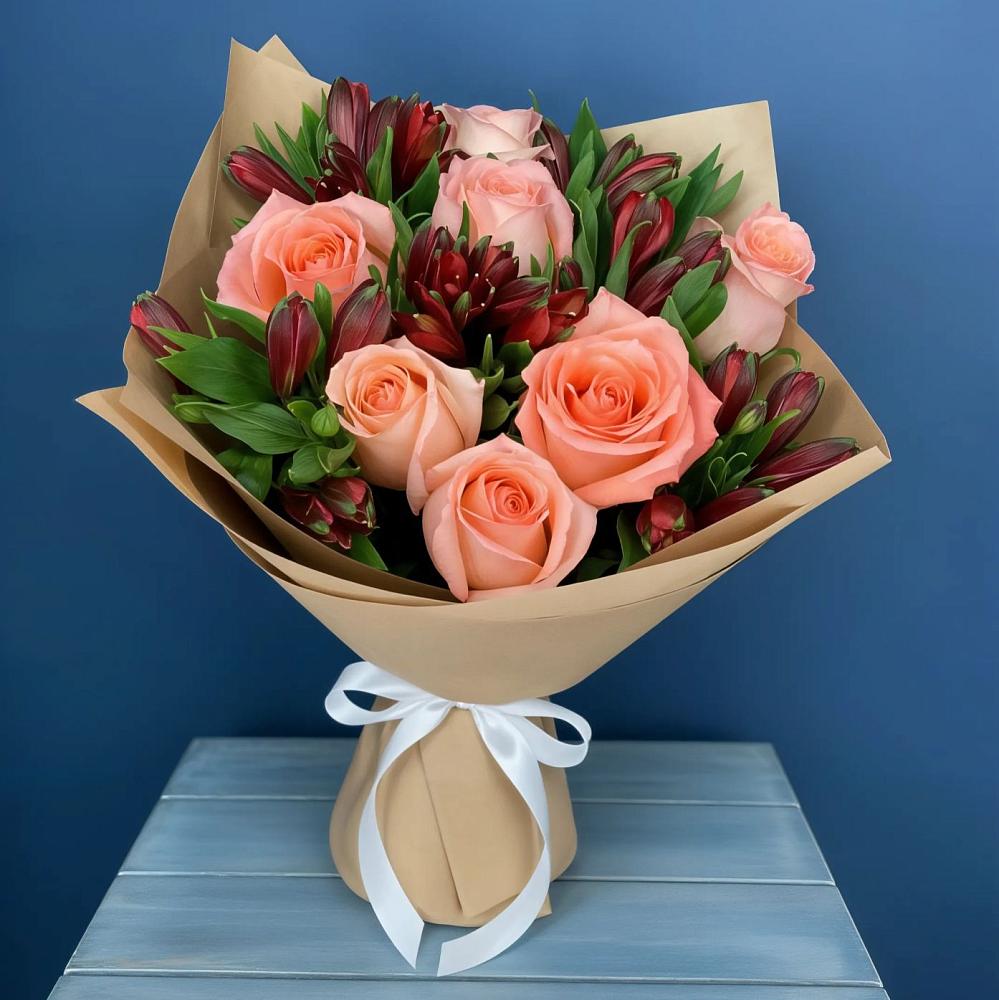 Букет цветов из: Розы и Альстромерии в Краснозёрском