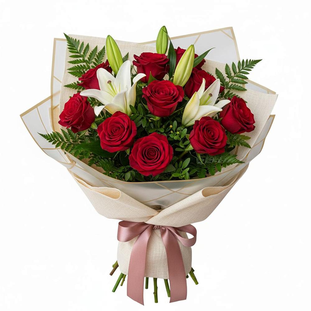 Букет цветов из: Лилии и Розы в Краснозёрском