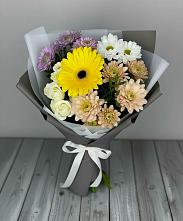 Букет цветов из:  Розы, Герберы и Хризантемы в Краснозёрском