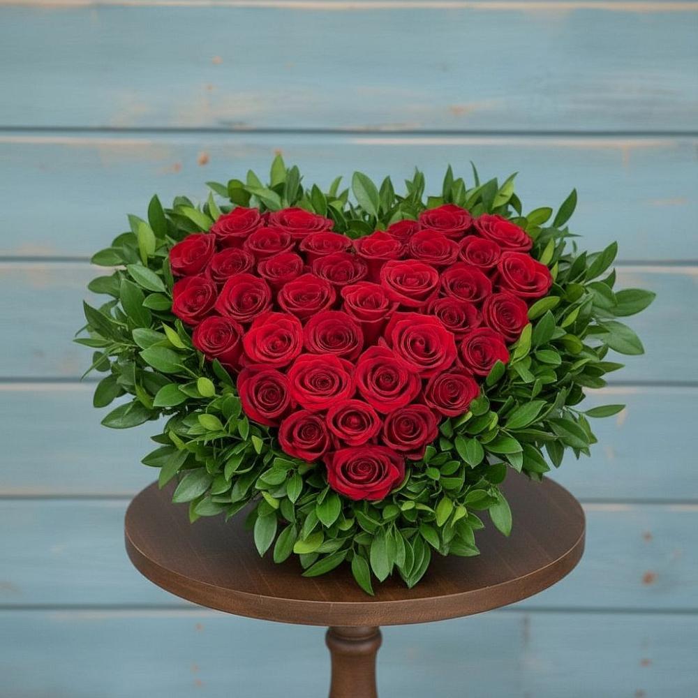 Цветочная композиция из Розы в виде сердца в Краснозёрском