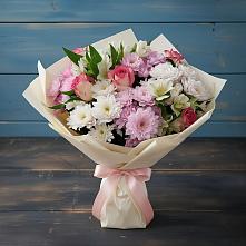 Букет цветов из:  Хризантемы, Альстромерии и Розы в Краснозёрском