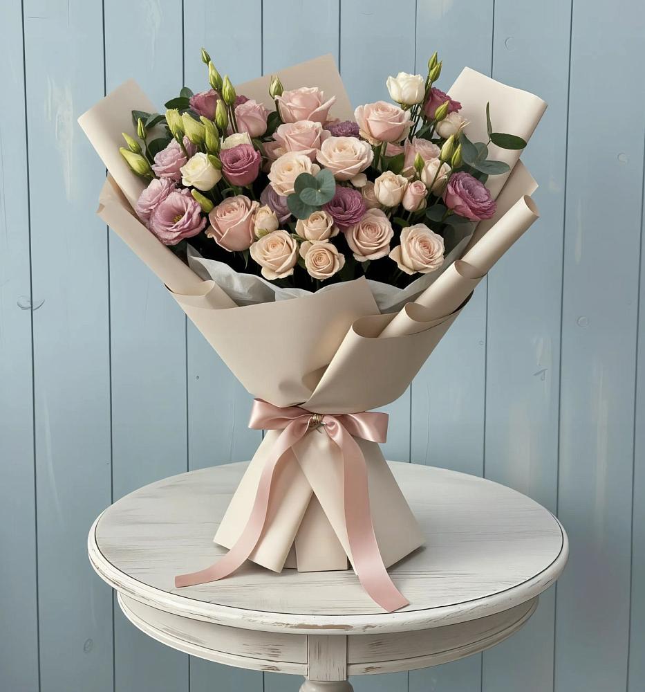 Букет цветов из: Розы и Лизиантусы в Краснозёрском