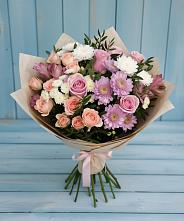 Букет цветов из:  Хризантемы, Розы и Альстромерии в Краснозёрском