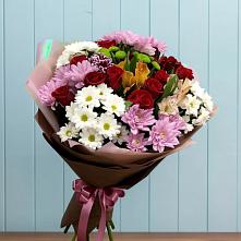 Букет цветов из:  Розы, Хризантемы и Альстромерии в Краснозёрском