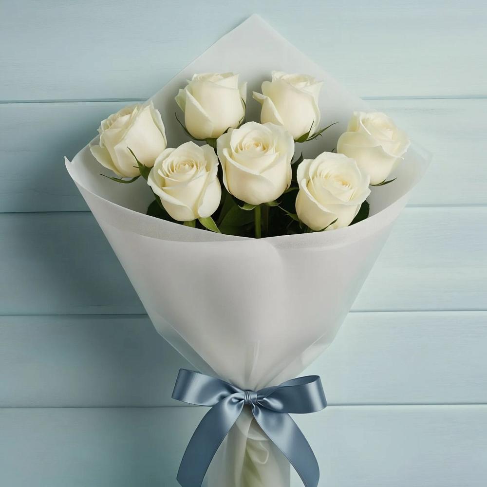 Букет 7 Белых роз Эдлесс Лав в Краснозёрском