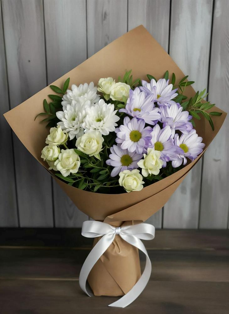 Букет цветов из: Хризантемы и Розы в Краснозёрском