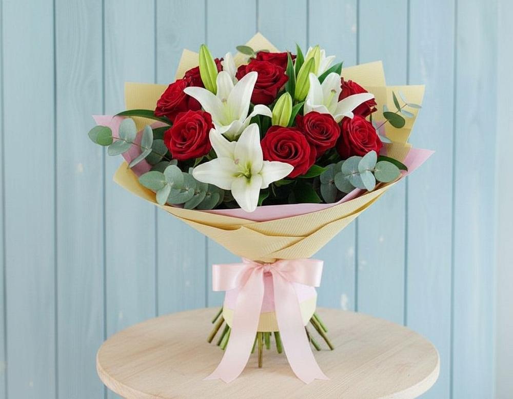 Букет цветов из: Лилии и Розы в Краснозёрском